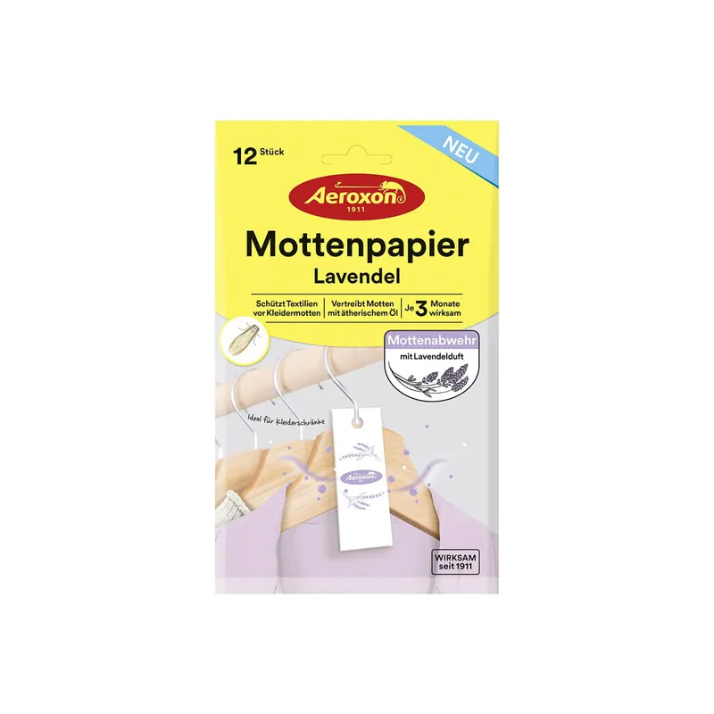 Aeroxon Mottenpapier Lavendel 12er Pack – 12er Vorteilset