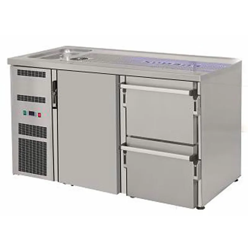 Ausschanktheke 1550 x 700 mm 2 Schubladen Becken links F1-BLCH