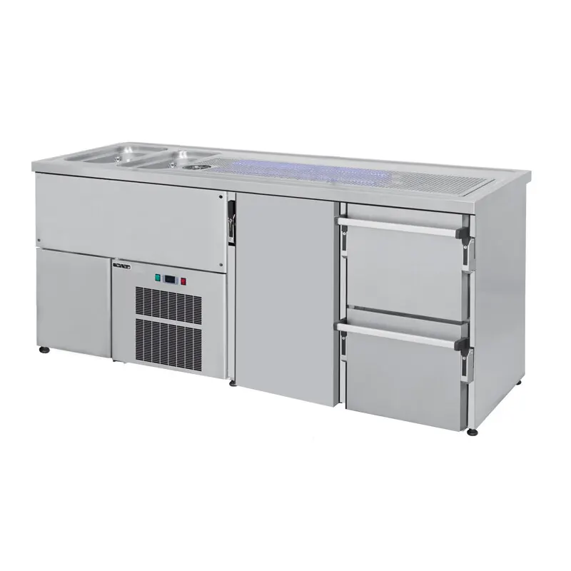 Ausschanktheke 1950 x 700 mm 1 Tür 2 Becken links S1-BLCH