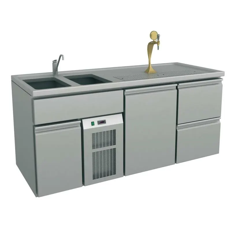 Ausschanktheke 1965 x 700 mm 1 Tür 2 Becken links S1-BL