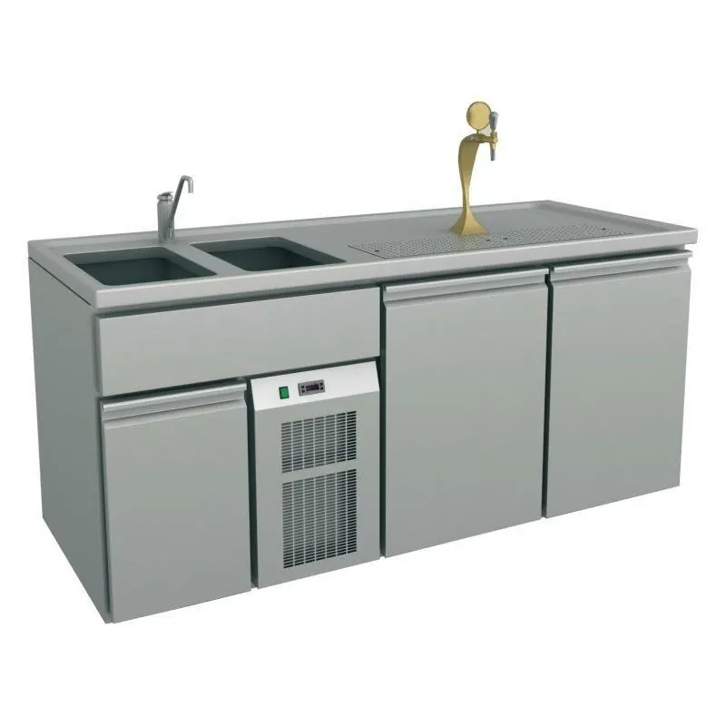 Ausschanktheke 1965 x 700 mm 2 Türen 2 Becken rechts S-BR