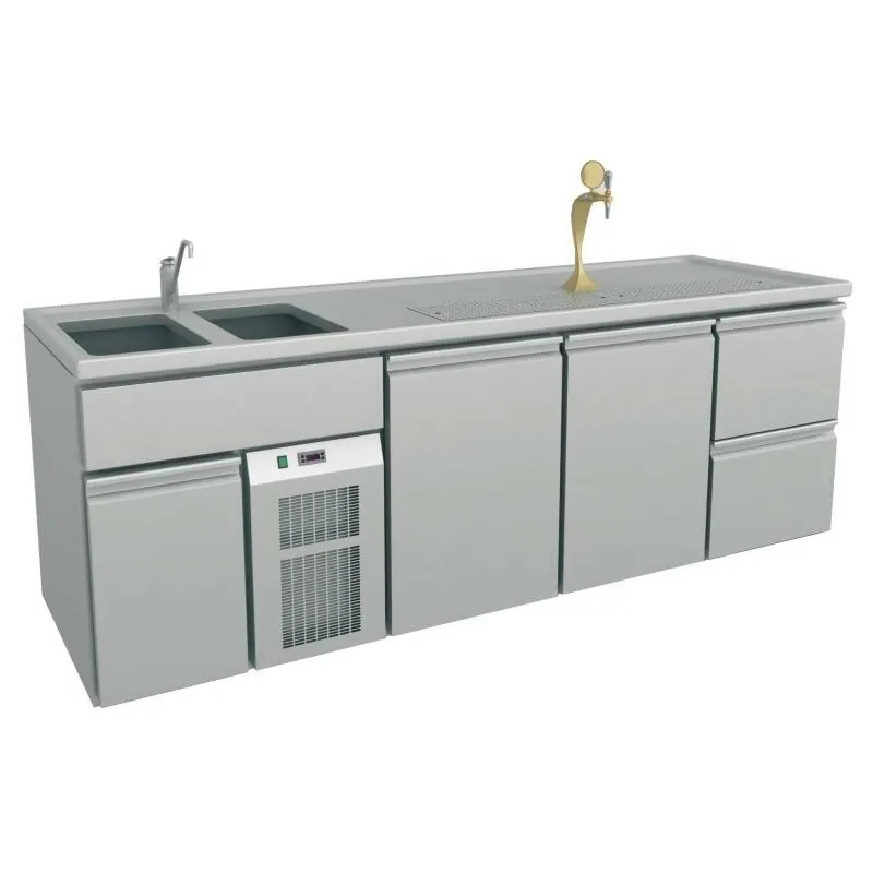 Ausschanktheke 2545 x 700 mm 2 Schubladen 2 Becken links B1-BL