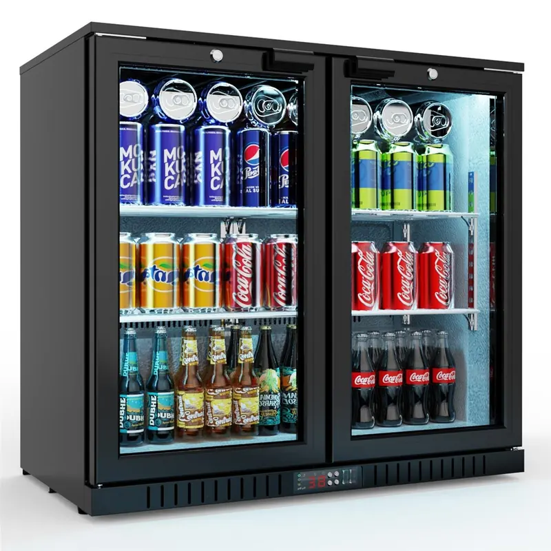 Bar Display Cooler zwei Flügeltüren 900x530x835 mm (BxTxH) schwarz