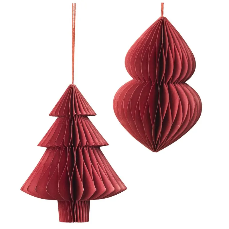 Broste Copenhagen Weihnachtsdeko Paper rot 2 tlg.