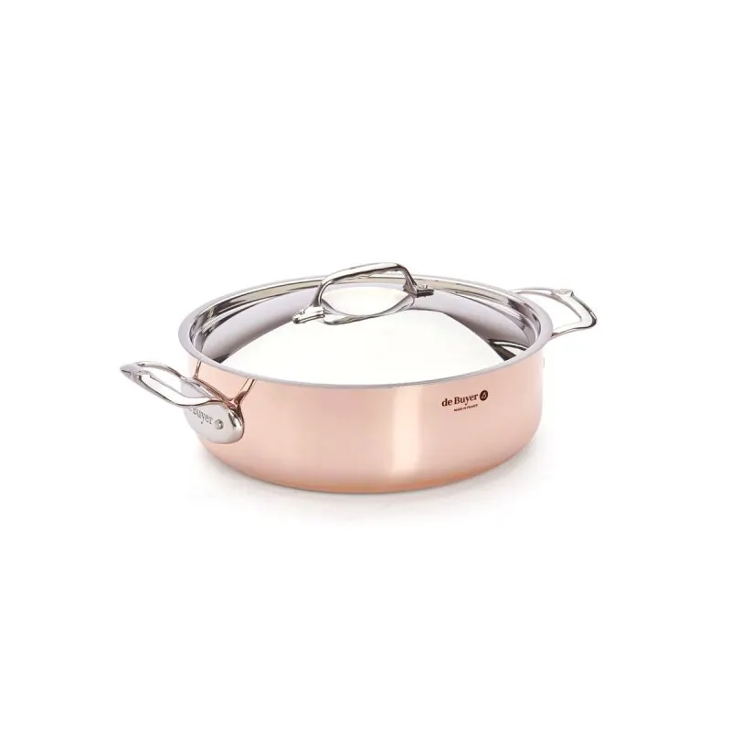 de Buyer Prima Matera Kupfer Bratentopf mit Deckel, niedrig