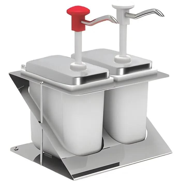 Doppel-Saucenspender inkl. Edelstahlgestell 2x2 Liter