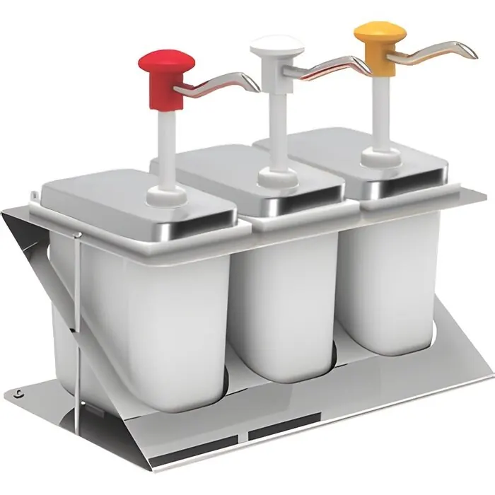 Dreifach-Saucenspender inkl. Edelstahlgestell 3x2 Liter