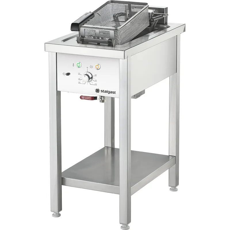 Edelstahl Elektro-Fritteuse als Standgerät Unterbau offen