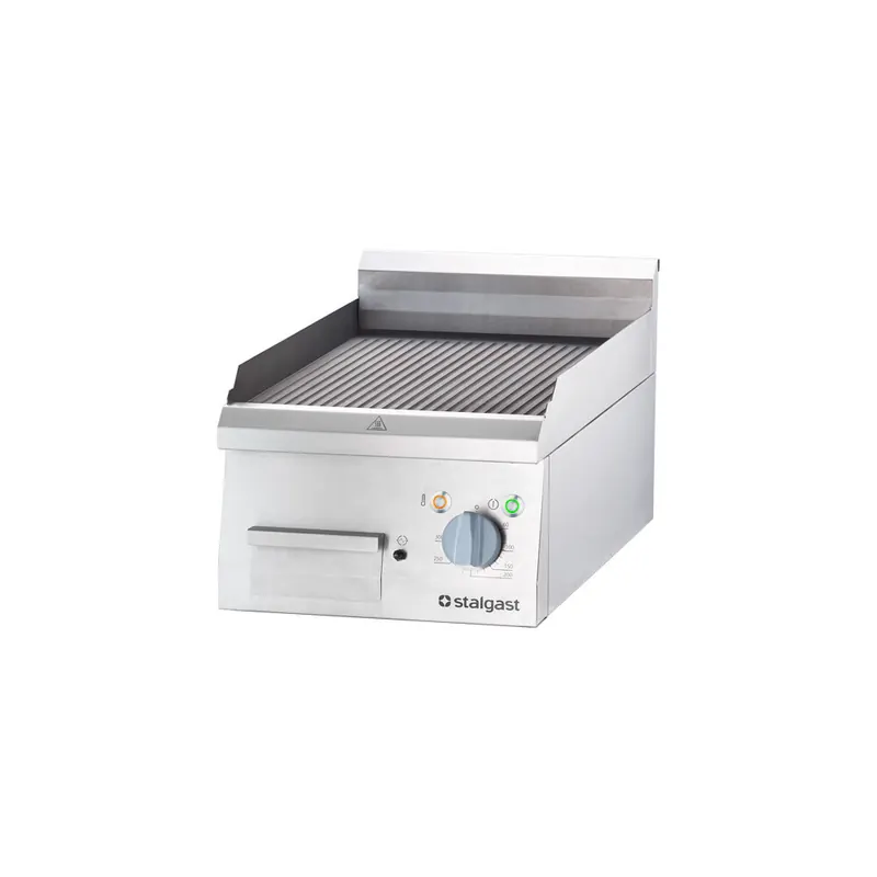 Edelstahl Elektro-Griddleplatte als Tischgerät 400x700 mm gerillte Grillfläche Serie 700 ND