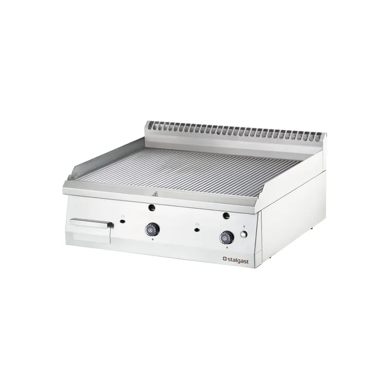 Edelstahl Gas-Griddleplatte als Tischgerät 800x700 mm gerillte Grillfläche Serie 700 ND