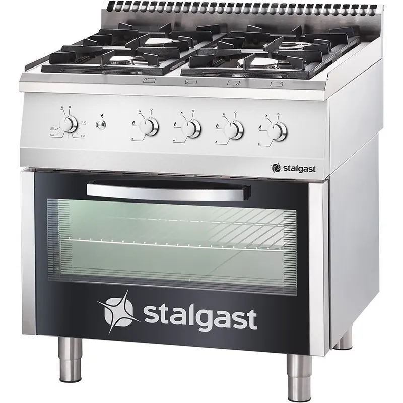 Edelstahl Gasherd mit 4 Brennern (2x5+2x7) und Elektro-Backofen GN2 / 1 Serie 700 ND