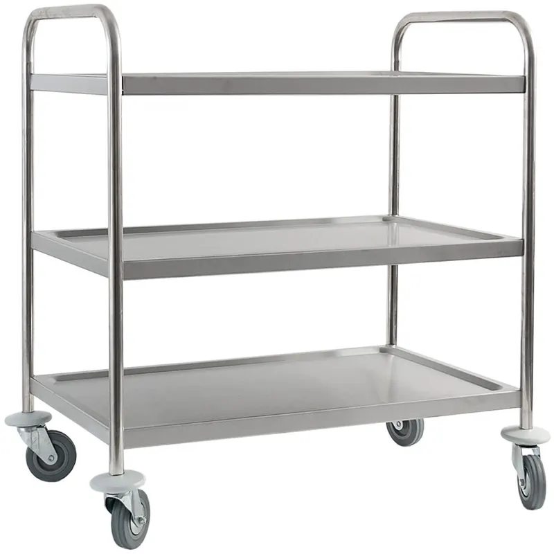 Edelstahl Servierwagen mit drei Borden 845 x 525 x 940 mm (BxTxH)