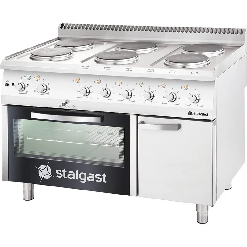 Elektro-Herd mit 6 Kochplatten Umluft-Backofen GN 1 / 1 und eintürigem Unterschrank Serie 700 ND