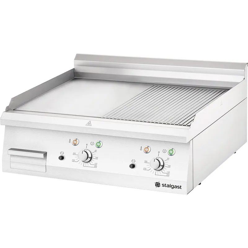Gas-Griddleplatte als Tischgerät Serie 700 ND - ½ glatt  /  ½ gerillt 800x700x250 mm