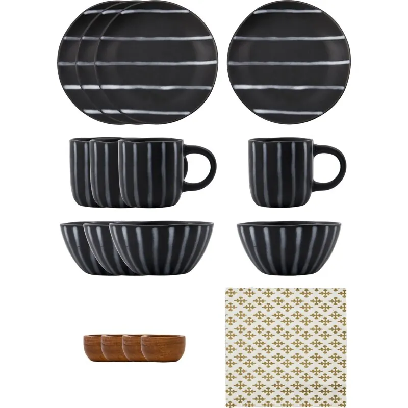 Geschirr Set schwarz/weiß - Brunch Kit