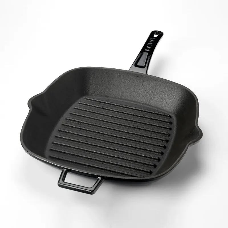 Grillpfanne aus Gusseisen schwarz 26 x 26 cm
