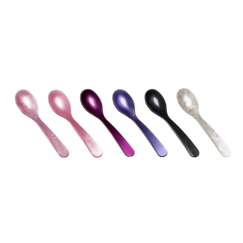 Heim & Söhne Eierlöffel aus Acrylglas, 6er Set violett/grau