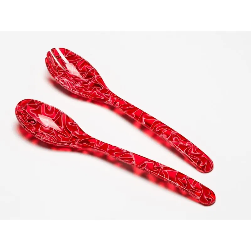 Heim & Söhne Salatbesteck aus Acryl rot-transparent-weiß