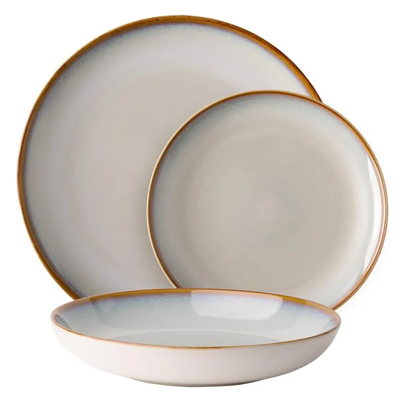 Keramik Teller Set Elements Day beige, 12 tlg.