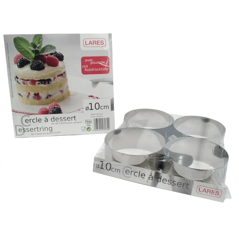 Lares Dessert-Ring 4er-Set mit Ausdrückhilfe 10 cm 6074