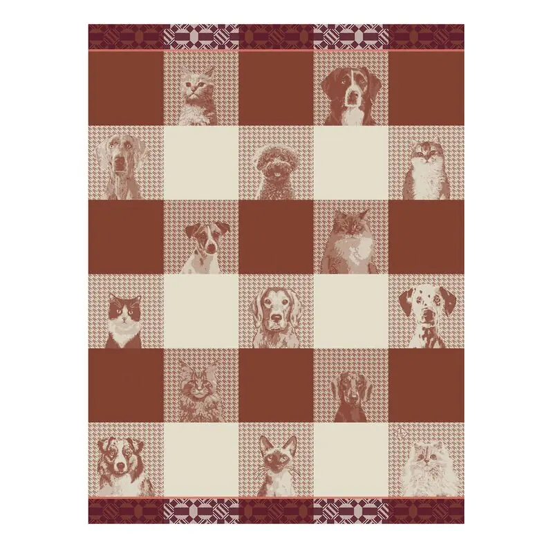 Le Jacquard Francais Geschirrtuch Truffes Hunde & Katzen rot/braun
