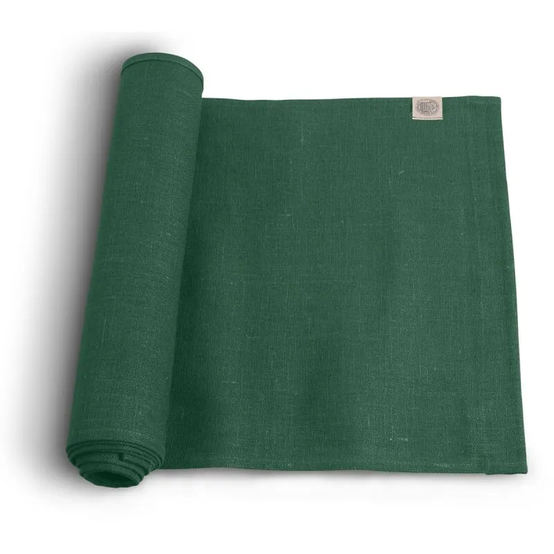 Lovely Linen CLASSIC Läufer aus Leinen dunkelgrün 47 x 150 cm