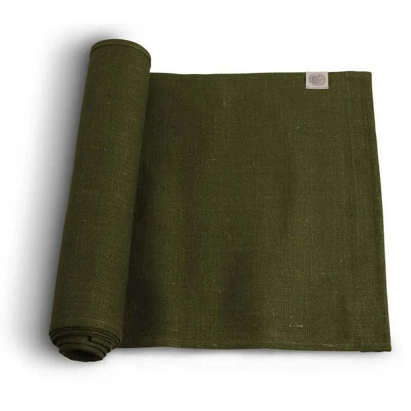 Lovely Linen CLASSIC Läufer aus Leinen olivgrün 47 x 150 cm