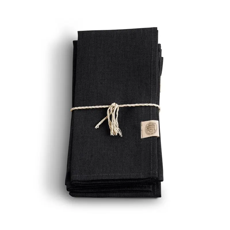 Lovely Linen Classic Leinen Serviette schwarz, 4 Stk.