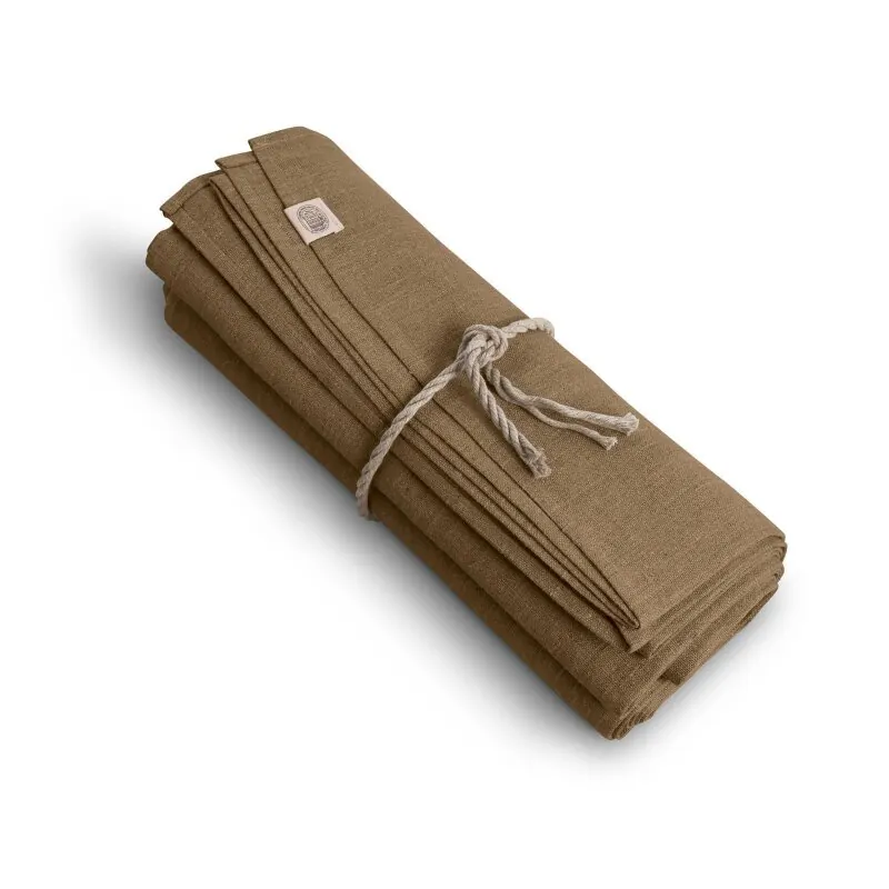 Lovely Linen Classic Tischdecke aus Leinen nougat Ø 170 cm