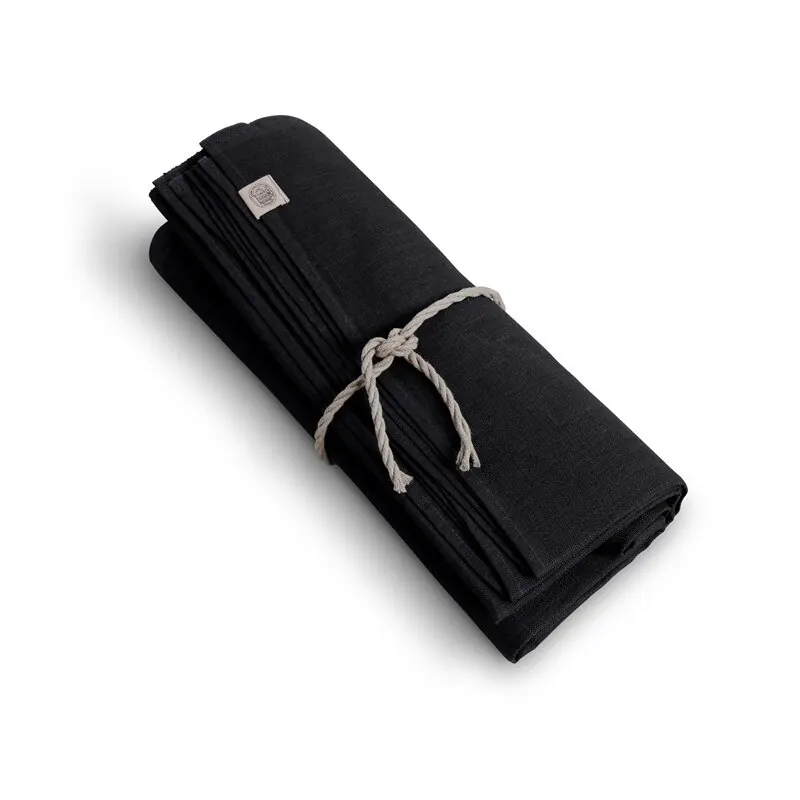 Lovely Linen Classic Tischdecke aus Leinen schwarz 100 x 100 cm
