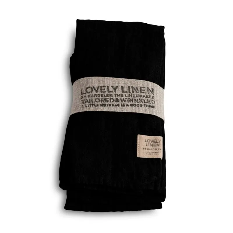 Lovely Linen Servietten Set Lovely schwarz, 4 Stk.