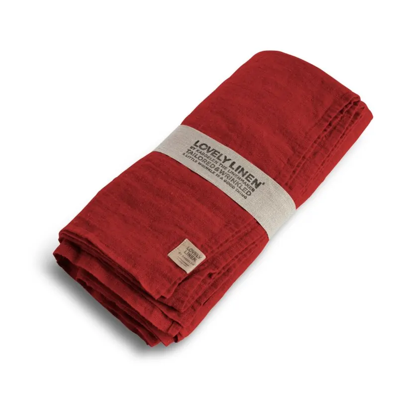 Lovely Linen Tischdecke aus Leinen Lovely rot 100 x 100 cm