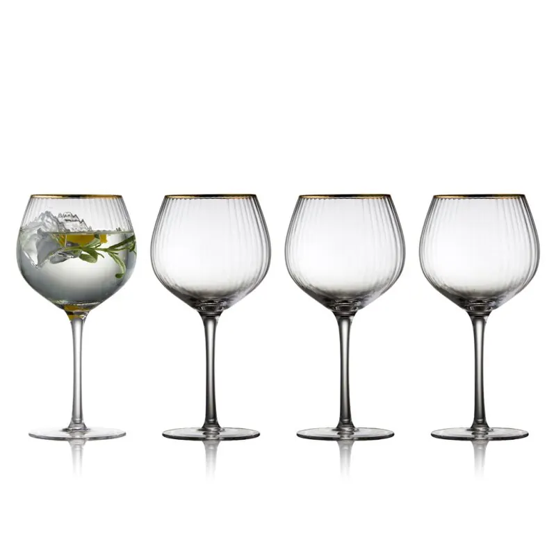 Lyngby Gin Tonic Gläser Palermo mit Goldrand, 4 Stk.