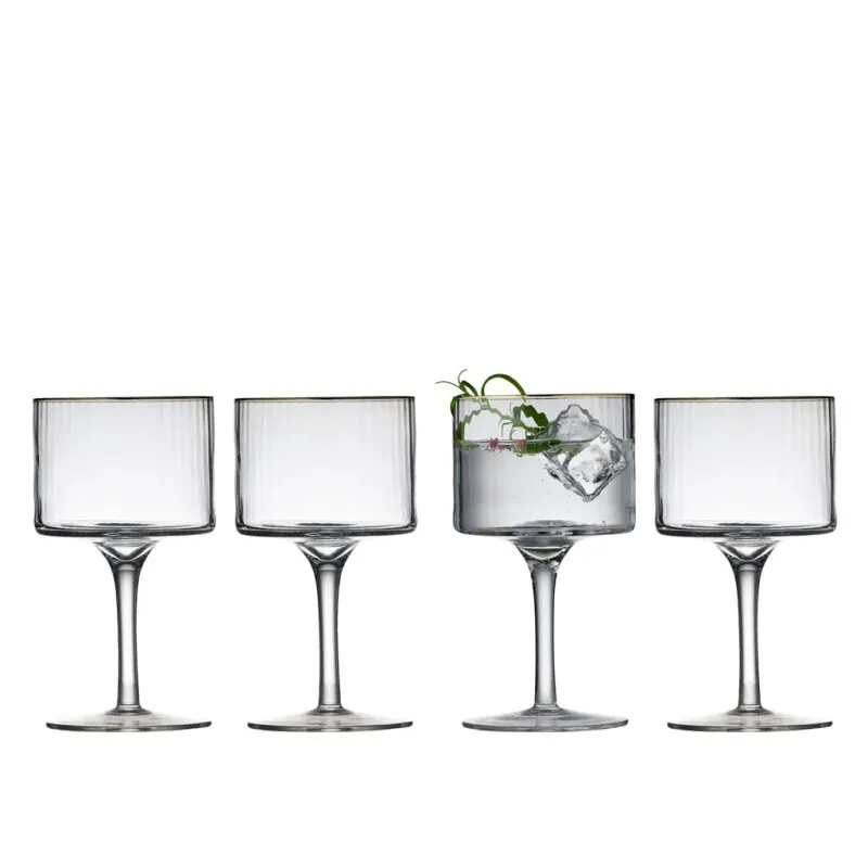 Lyngby Gin Tonic Gläser Palermo mit Goldrand eckig, 4 Stk.