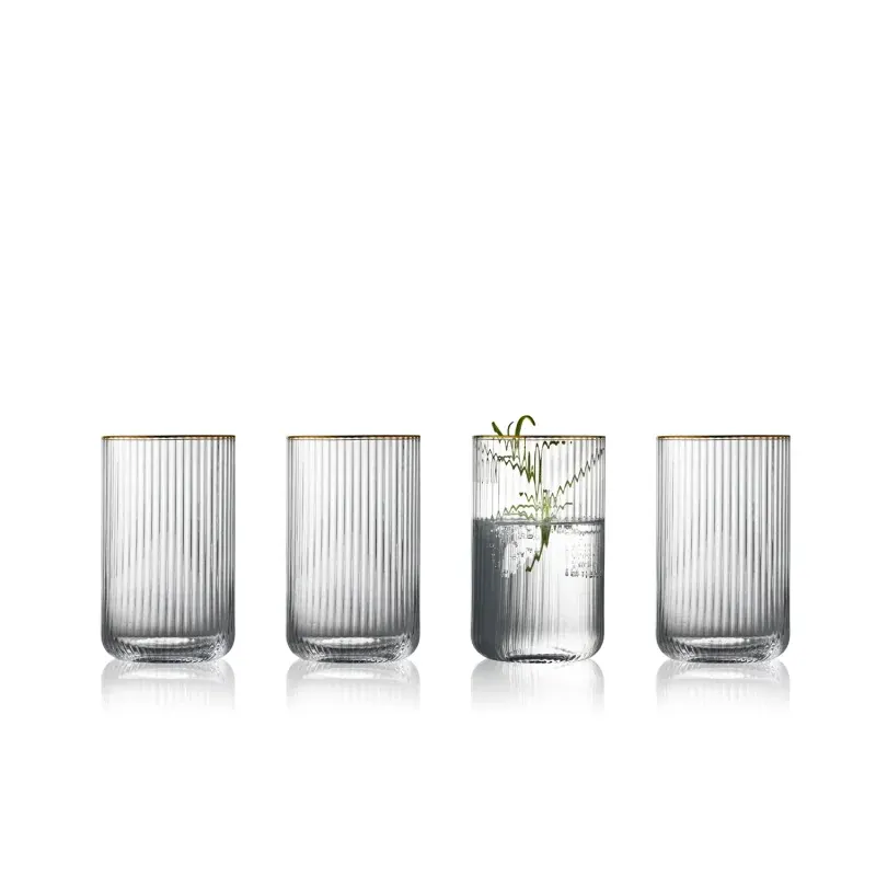 Lyngby Longdrink Gläser Palermo mit Goldrand, 4 Stk.