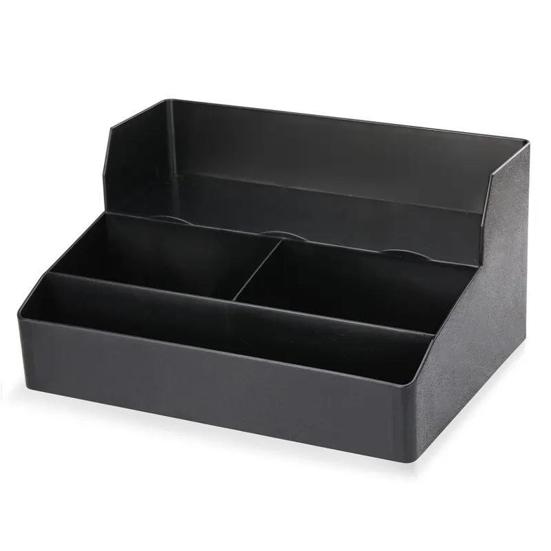 Organiser für Kaffeestation 3 Fächer eine Ablage schwarz 356x256x180 (BxTxH)