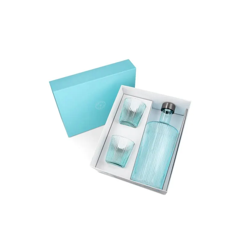 Paveau Geschenkset, Karaffe + Gläser, mundgeblasen türkis lucky