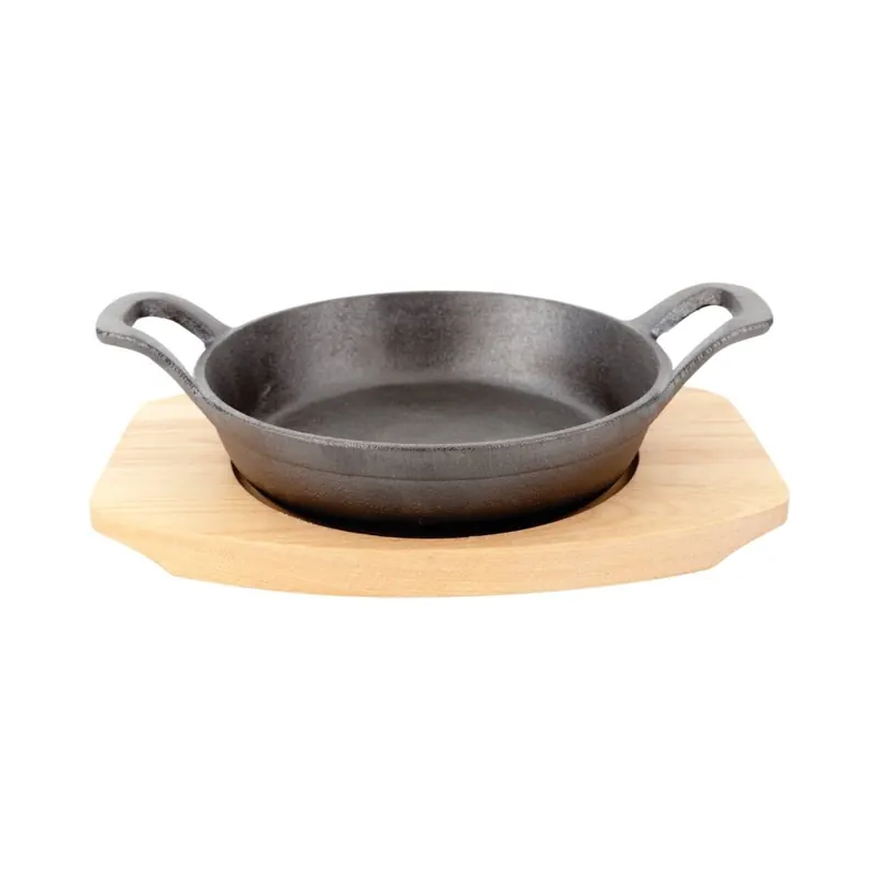 PLAYGROUND Gusseisen / Cast iron Pfanne rund mit Holzuntersetzer 16cm