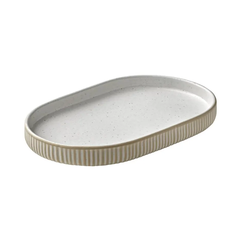 PLAYGROUND NARA Platte oval Relief weiß 18cm