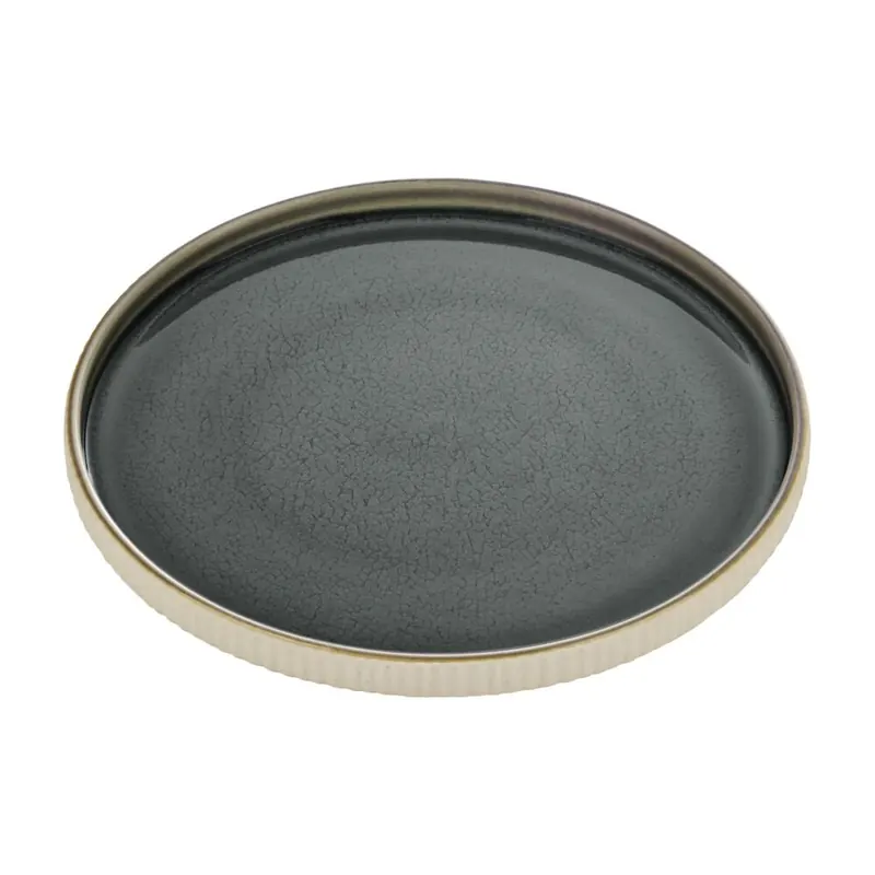 Playground NARA Teller flach rund Relief grau 21 cm