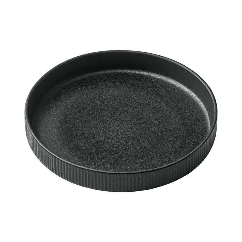PLAYGROUND NARA Teller tief rund hoher Rand Relief schwarz 24cm