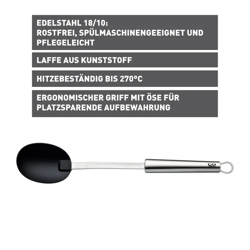 SILIT Classic Line Servierlöffel, 34 cm Edelstahl / Schwarz