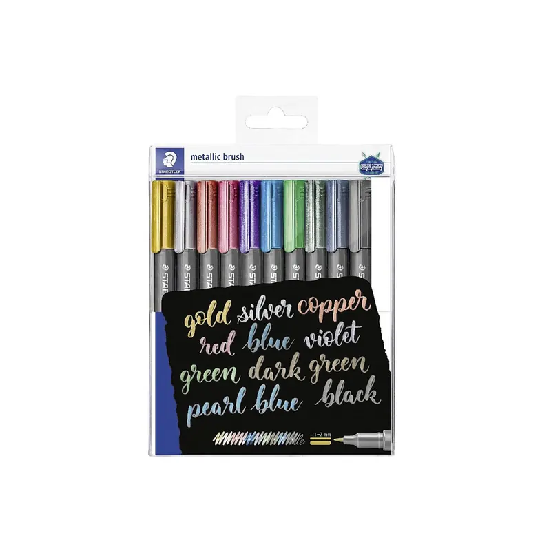 STAEDTLER Layoutmarker 8321 Metallic brush Marker – 10er Vorteilset