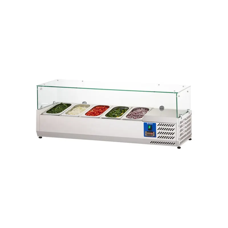 Starline Pizzakühlaufsatz mit Glasabdeckung 5x GN1 / 4 1200x335x440 mm (BxTxH)