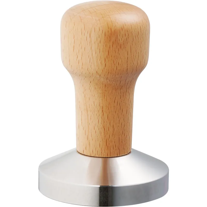 Tamper aus Edelstahl mit Holzgriff Durchmesser 58 mm H. 85 mm