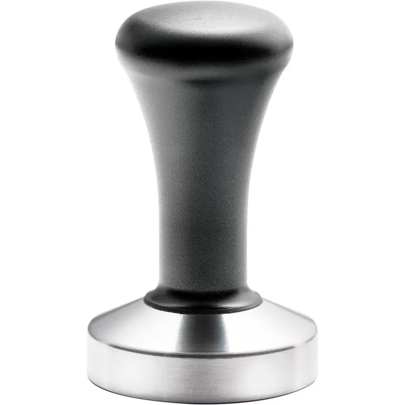 Tamper aus Edelstahl mit schwarzem Griff Durchmesser 58 mm 94 mm Höhe