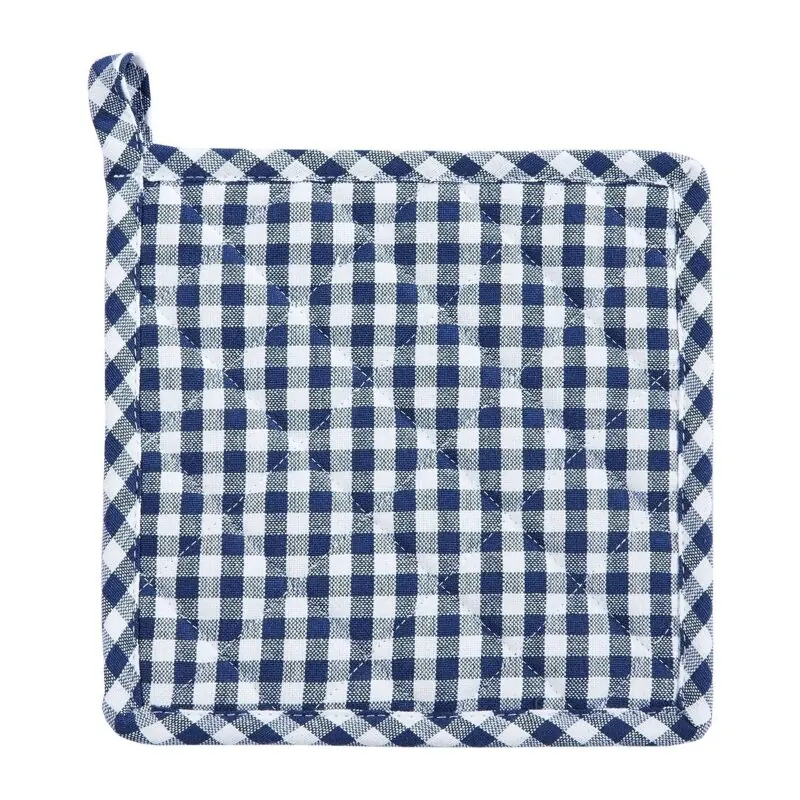 Topflappen Vichy blau/weiß