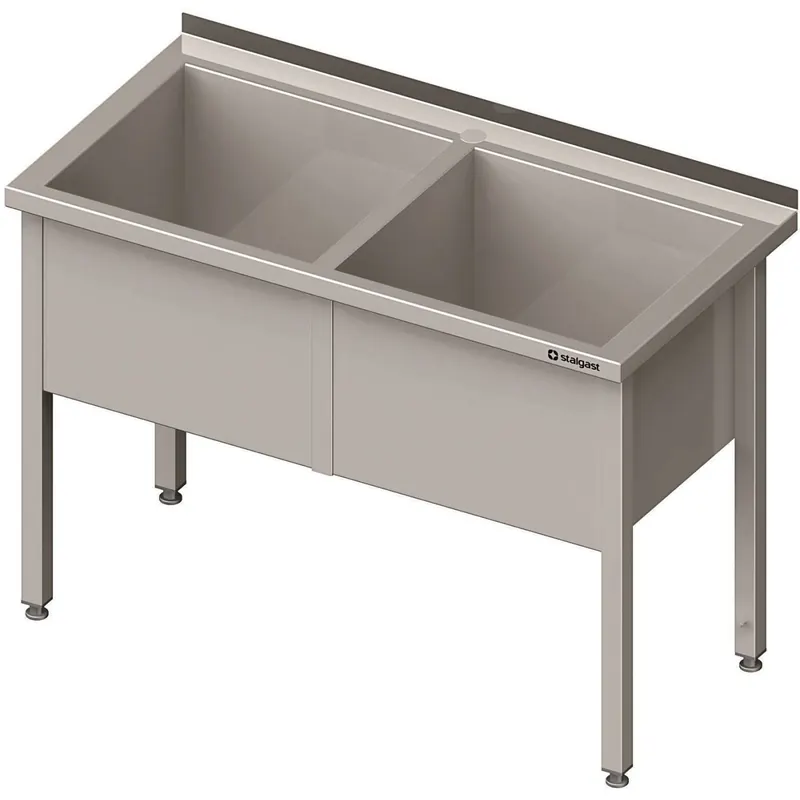 Topfspüle 2 Becken 1300 x 600 mm 400 mm Aufkantung VTS13605A