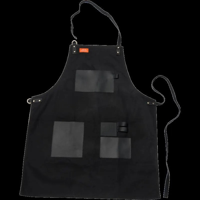TRAEGER Grillschürze aus Leinen & Leder, schwarz mit Logo