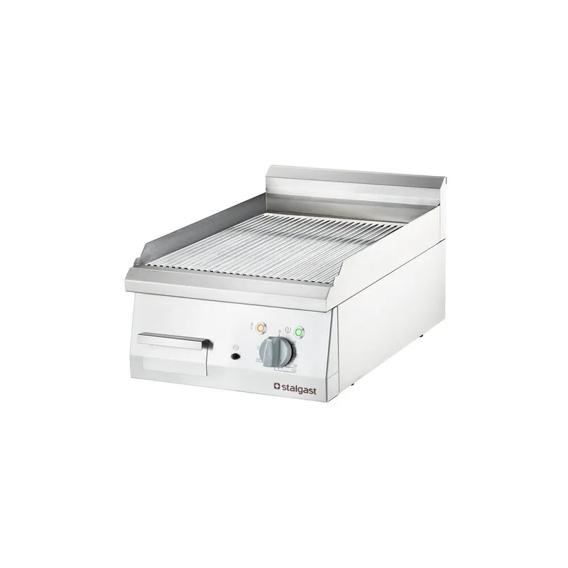 verchromte Elektro-Griddleplatte als Tischgerät 400x700 mm gerillte Grillfläche Serie 700 ND